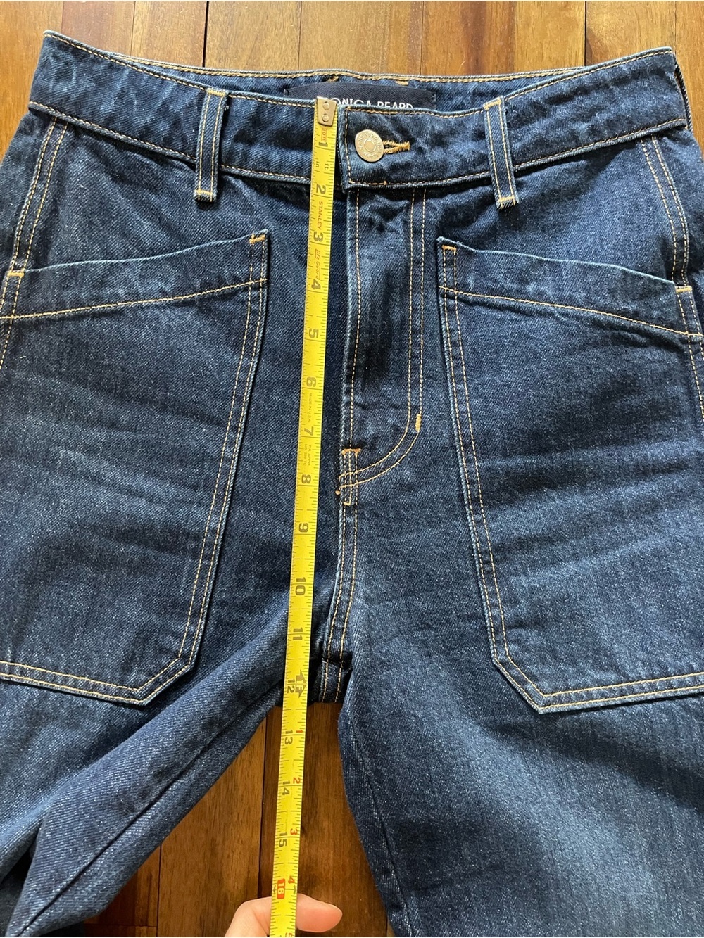 Veronica Beard Dylan High Rise Straight Leg Jean Full Length Wide Cuff hem - Picture 9 of 16